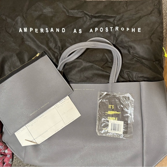 Ampersand as Apostrophe Gray Tote Bag with Pouch - Picture 1 of 8